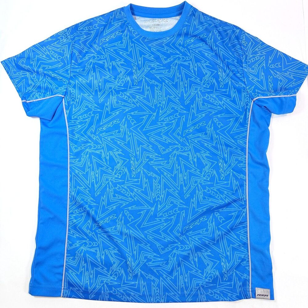 Polaris RZR Men Large Short Sleeve Blue Geometric Athletic Racing Performance